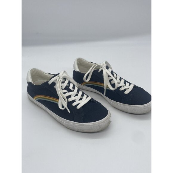 Madewell Sidewalk Low-Top Sneakers in Rainbow Embroidered Canvas Size 8 Casual - Picture 2 of 7